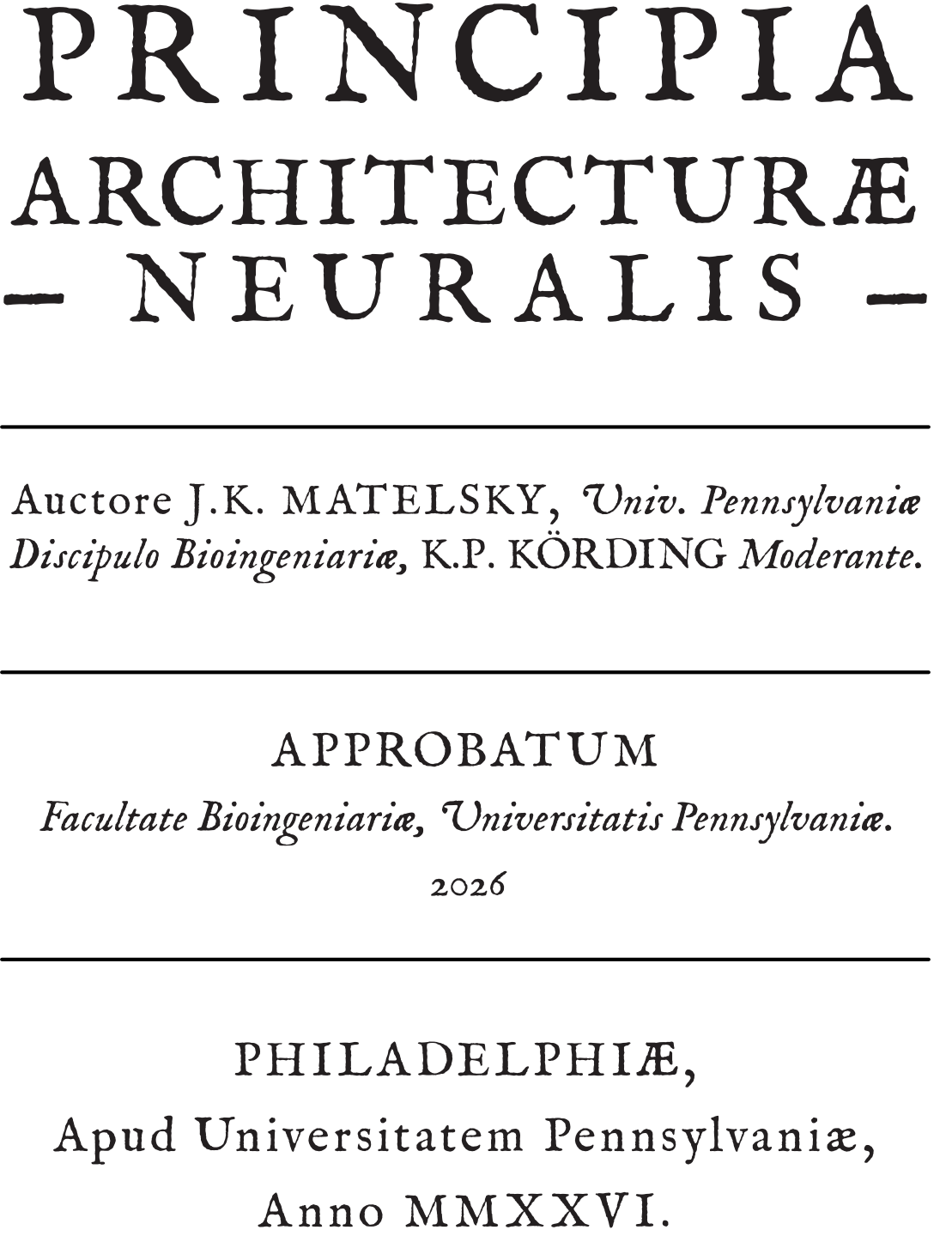 Principia Architecturae Neuralis invitation cover